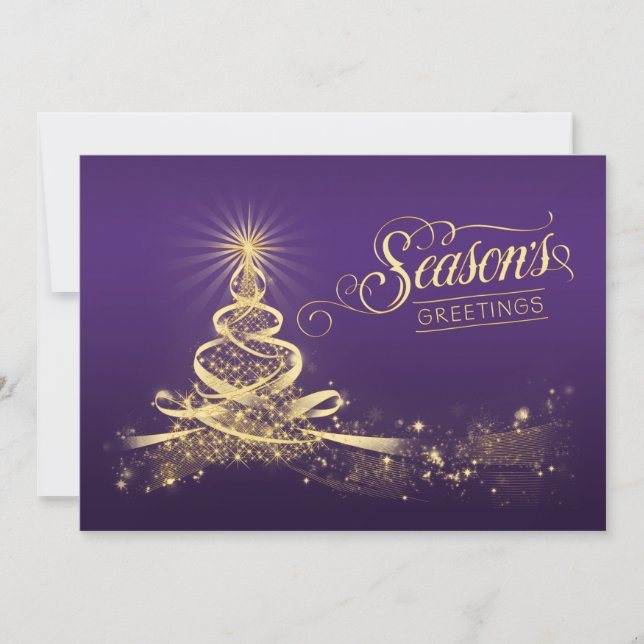 Season's Greetings Holiday Card | Purple Faux Gold (Front)