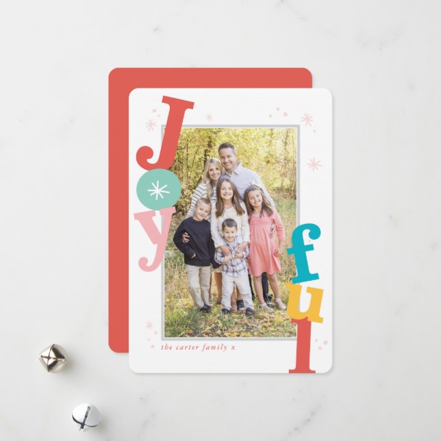 SEASON'S GREETINGS holiday joyful frame typography Card (Front/Back In Situ)