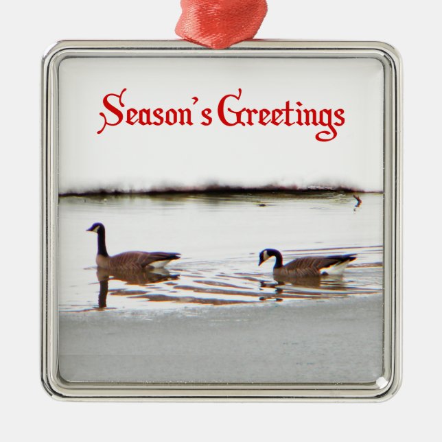 Season's Greetings - Honkers - Canada Geese Metal Ornament (Front)