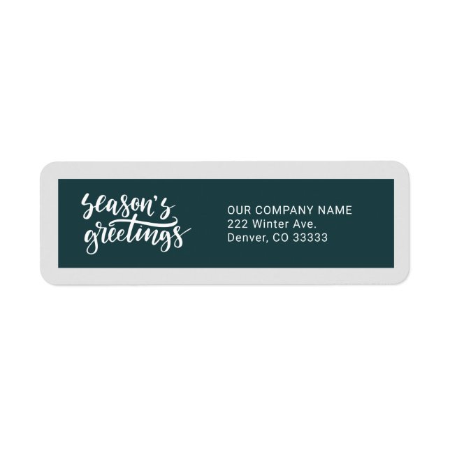 Season's Greetings Hunter Green White Business Label (Front)