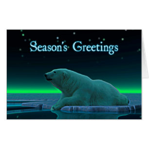 Season's Greetings - Ice Edge Polar Bear Card