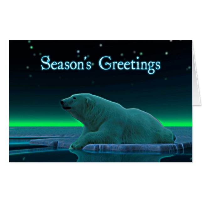 Season's Greetings - Ice Edge Polar Bear Card (Front Horizontal)
