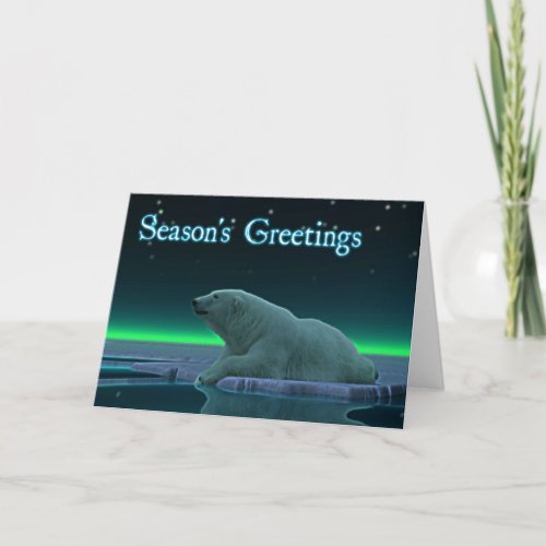 Seasons Greetings _ Ice Edge Polar Bear Holiday Card