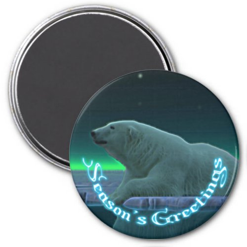 Seasons Greetings _ Ice Edge Polar Bear Magnet