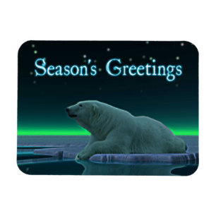 Season's Greetings - Ice Edge Polar Bear Magnet