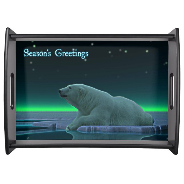 Season's Greetings - Ice Edge Polar Bear Serving Tray (Front)