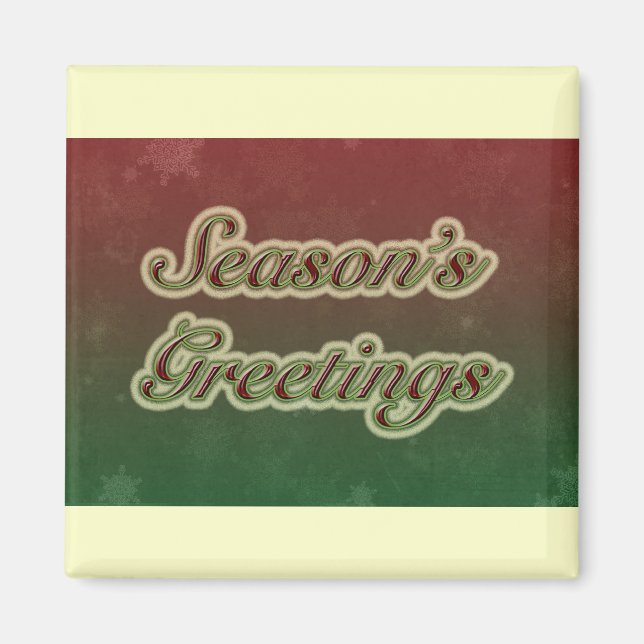 Season's Greetings in Text on Red and Green Magnet (Front)