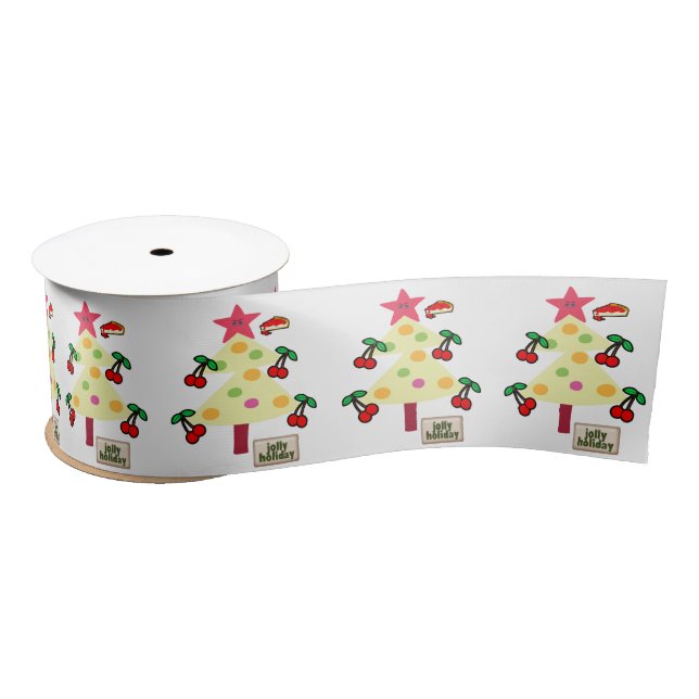Seasons Greetings, Jolly Holiday Cherries Satin Ribbon (Spool)