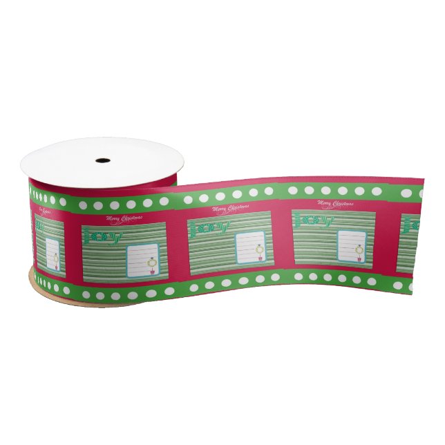 Seasons Greetings, Joy Merry Christmas Red Ribbon (Spool)