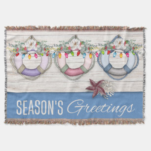 Season's Greetings (Life Preservers) Christmas Throw Blanket