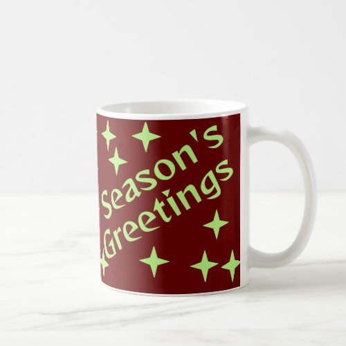 Seasons Greetings Lime Green Stars Coffee Mug