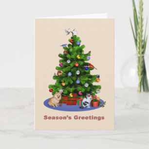 Season's Greetings, Merry Christmas Tree Holiday Card