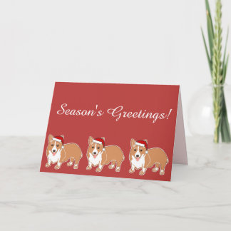 Season's Greetings Merry Corgi Dogs Greeting Card