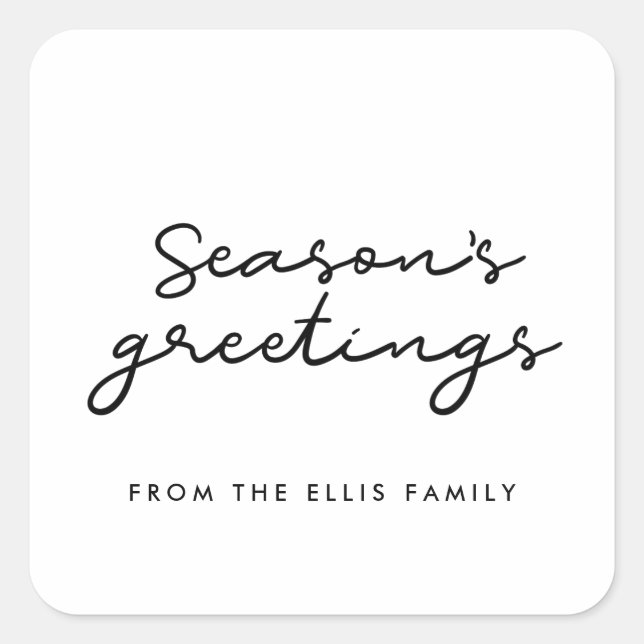 Season's Greetings Minimalist holiday Square Sticker (Front)