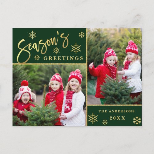 Seasons Greetings Modern 2 PHOTO Greeting Postcard