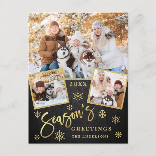 Seasons Greetings Modern 3 PHOTO Greeting Card