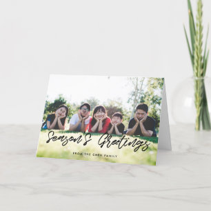 Season's Greetings Modern Black Typography Holiday Card