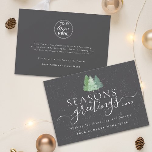 Seasons Greetings Modern Business Logo  Holiday Card