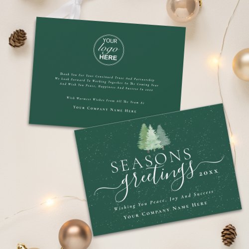 Seasons Greetings Modern Business Logo Holiday Card