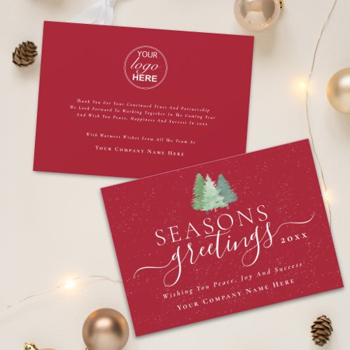 Seasons Greetings Modern Business Logo  Holiday Card