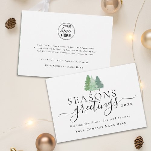 Seasons Greetings Modern Business Logo  Holiday Card