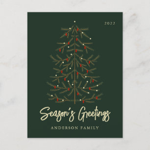 Season's Greetings Modern Elegant Christmas Tree Holiday Postcard