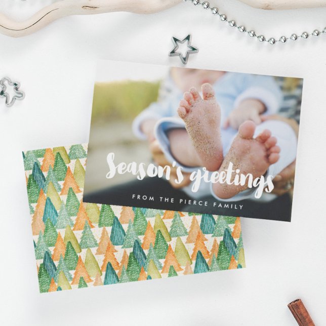 Season's Greetings Modern Family Photo  Holiday Card (Creator Uploaded)