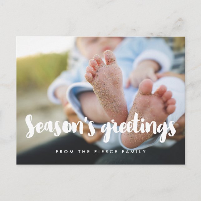 Season's Greetings Modern holiday photo Postcard (Front)