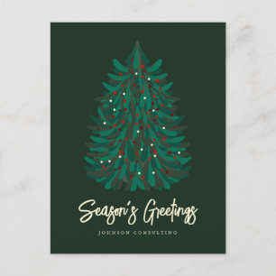 Season's Greetings Modern Simple Christmas Tree Holiday Postcard