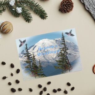 Season's Greetings Mount Rainier Landscape Holiday Card