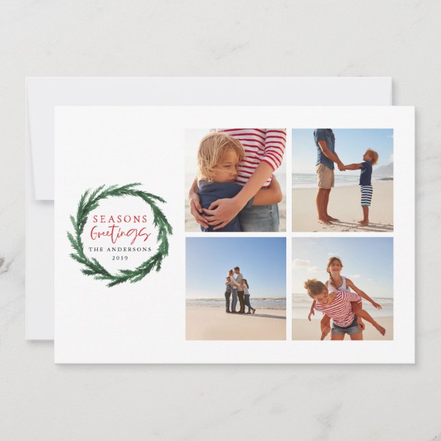 Seasons greetings multiphoto Christmas holiday Save The Date (Front)
