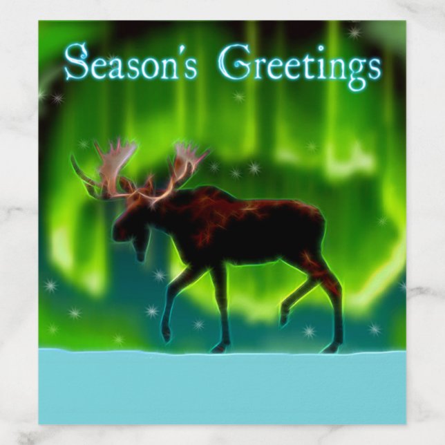 Season's Greetings - Northern Lights Moose Envelope Liner (Design)