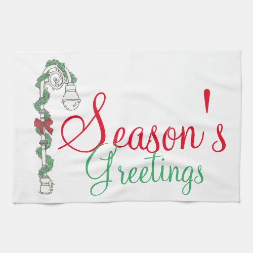 Seasons Greetings NYC Lamppost Christmas Holiday Towel