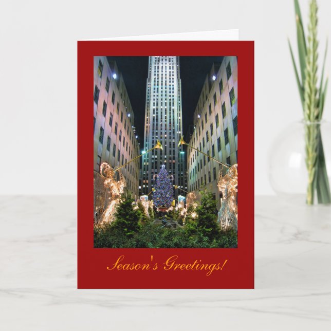 Season's Greetings: NYC Rockefeller Center Tree A1 Holiday Card (Front)