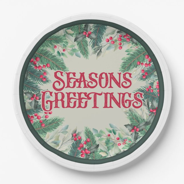 Seasons Greetings Paper Plates (Front)