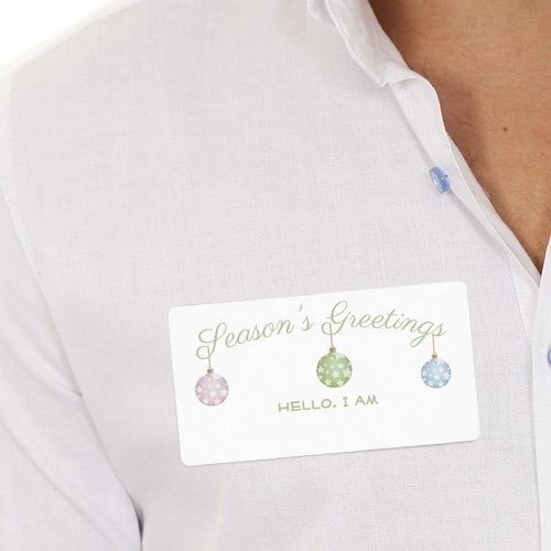 Seasons Greetings Party Ornaments Paper Name Tag