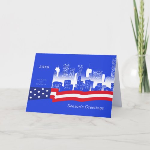 Seasons Greetings Patriotic Design Custom Year Holiday Card