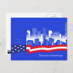 Season's Greetings. Peace on Earth. Patriotic  Holiday Postcard