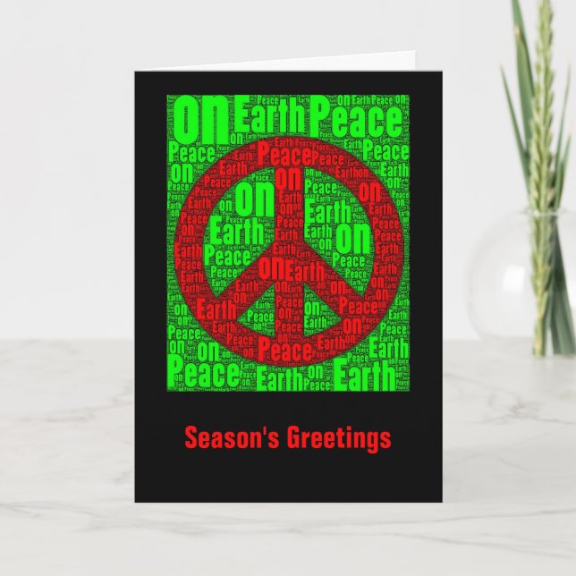 Season's Greetings: Peace Sign Word Art Card 001 (Front)