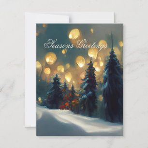 Seasons Greetings- Peaceful Snowy Forest Holiday Card