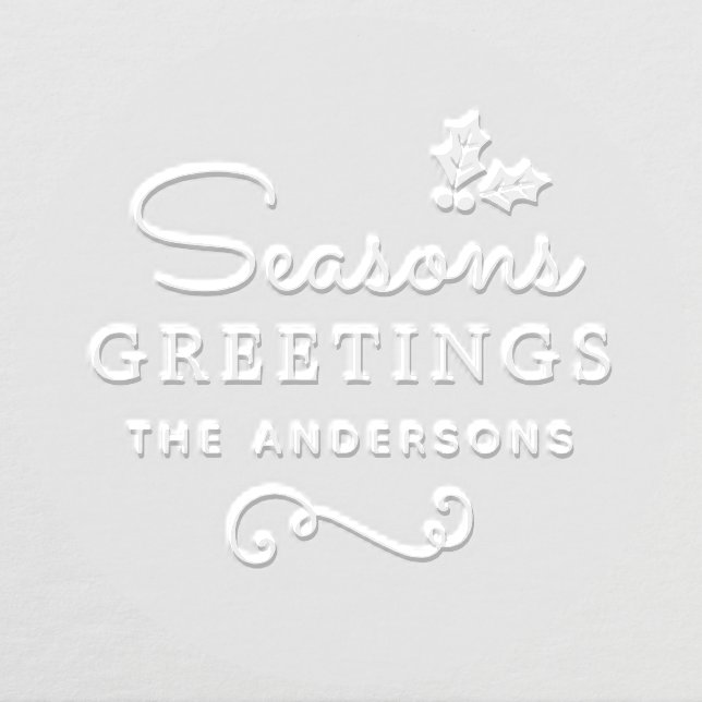 Seasons Greetings Personalized Family Name Holiday Embosser (Design)
