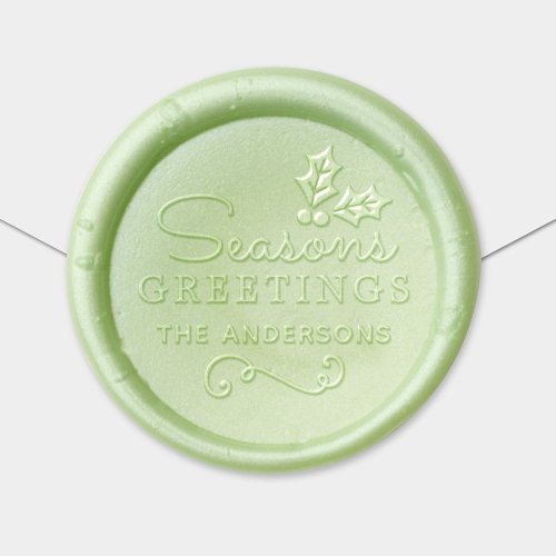Seasons Greetings Personalized Family Name Holiday Wax Seal Sticker