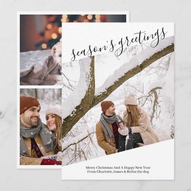 Season's Greetings Personalized Photo Christmas Holiday Card (Front/Back)