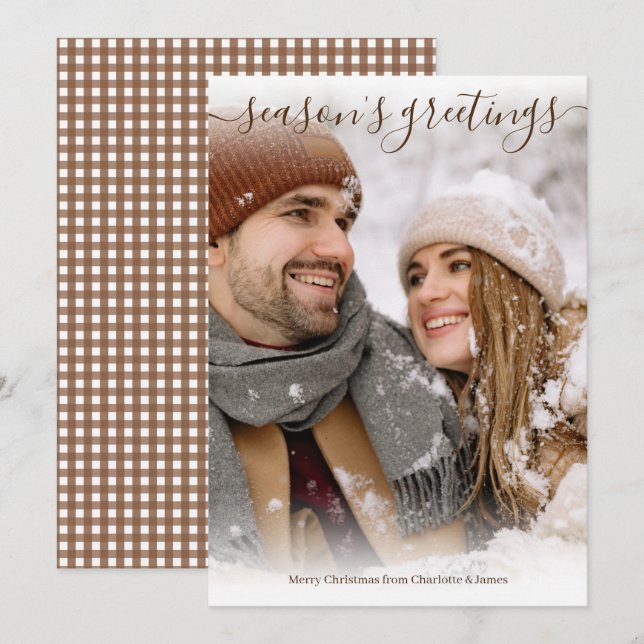 Season's Greetings Personalized Photo Christmas Holiday Card (Front/Back)