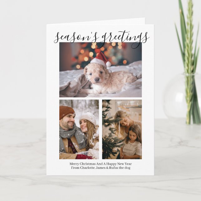 Season's Greetings Personalized Photo Christmas Holiday Card (Front)