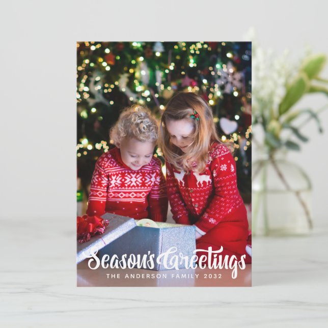 Season's Greetings Photo Christmas  Holiday Card (Standing Front)