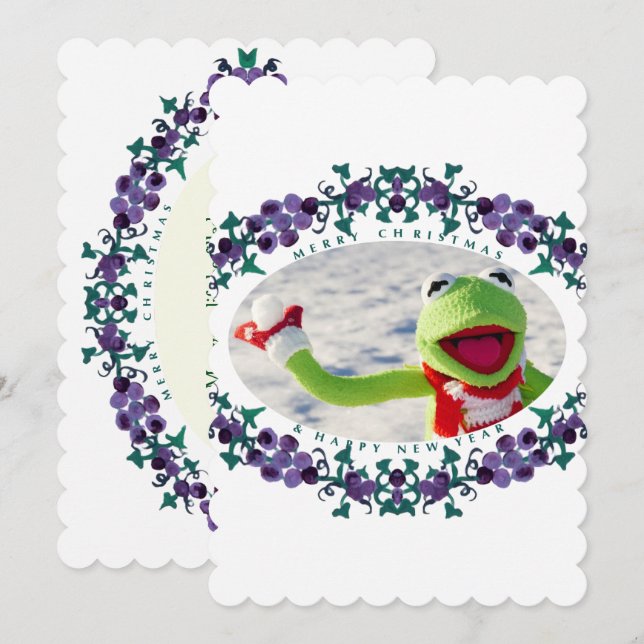 SEASONS GREETINGS Photo frame Scalloped Inv Invitation (Front/Back)