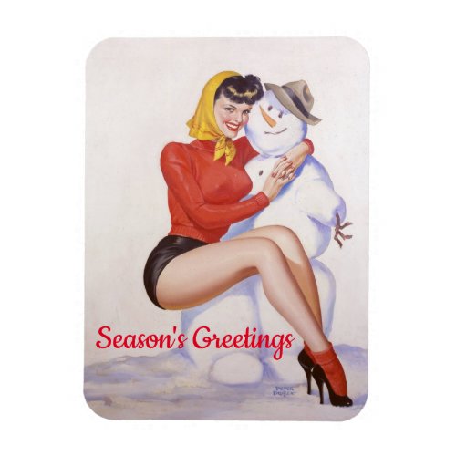 Seasons Greetings Pin Up Girl Flexible Magnet