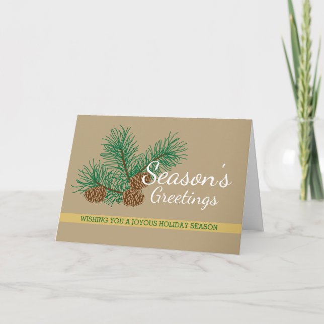 Season's Greetings, Pine Cones, Business Holiday Card (Front)