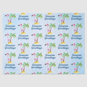 Seasons Greetings Pink Flamingo in Santa Hat Tissue Paper
